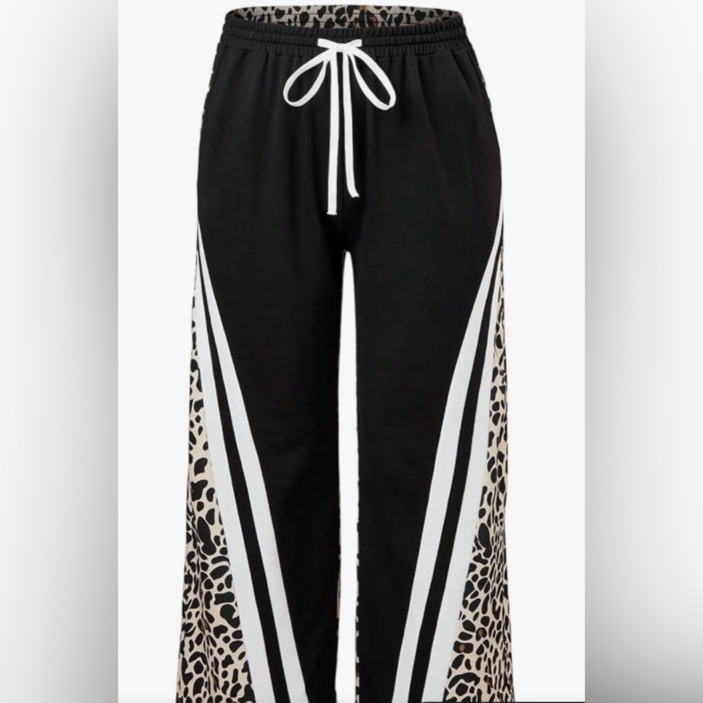 Stylish Black and White Women's Pants with cheetah print